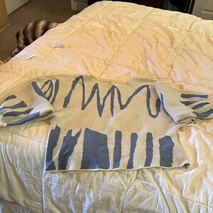 Blue and Cream Patterned Throw Blanket